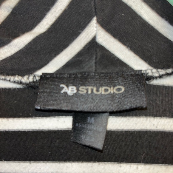 AB Studio Black & White Striped Cardigan – Women’s Open Front Layering Top M - Picture 4 of 5